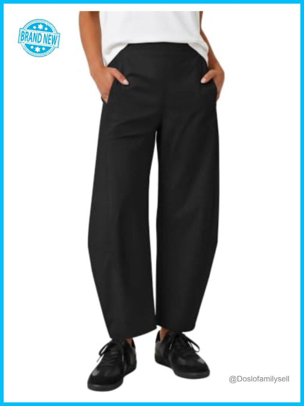 Barrel Leg Travel Pants Quick Dry Tapered Hem Cropped